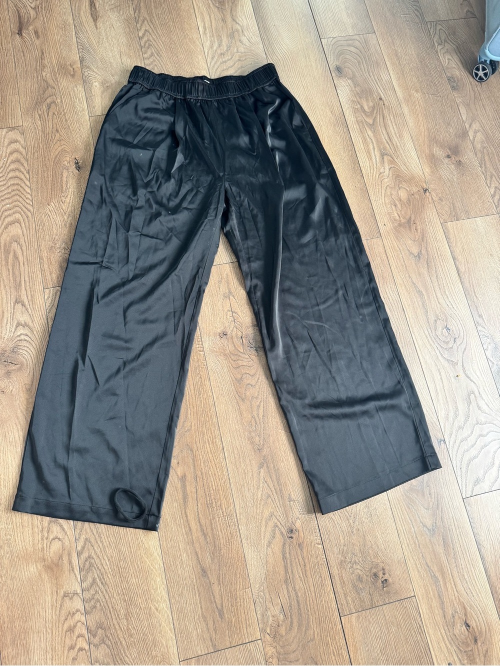 Nordstrom Black Elastic-Waist Satin Pants